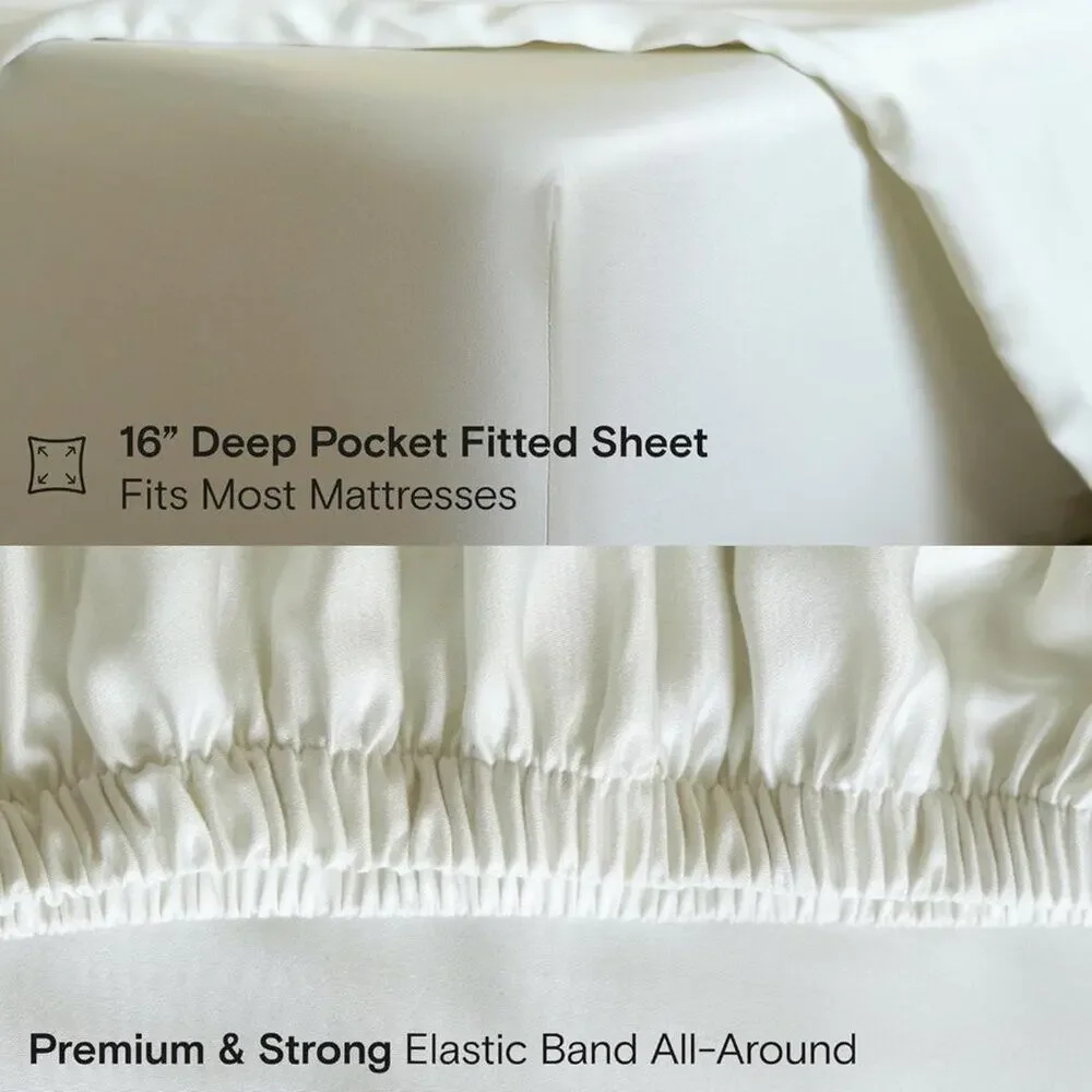 NWT Sijo DOZ Bamboo Sheet Set 3 Piece - 2 Pillowcases 1 Fitted Sheet Ivory CK